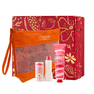 Essenciais de Romã: Hidratante Labial, Geleia para Mãos e Nécessaire,  Essenciais de Romã: Hidratante Labial, Geleia para Mãos e Nécessaire